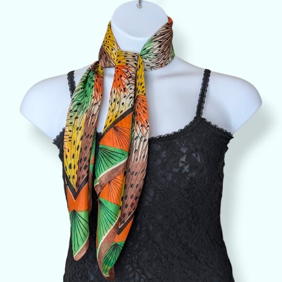 Vintage Silk Spotted Swirl Scarf - Picture 2 of 7